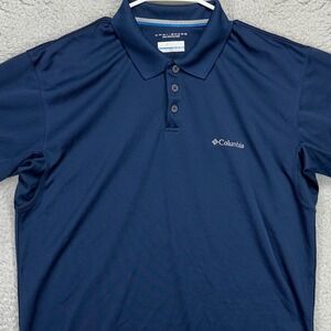 Columbia Omni-Shade Mens Golf Polo Shirt Large Dark Navy Blue Short Sleeve Rugby